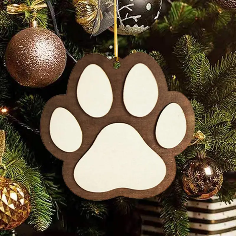 Christmas Tree Paw Ornaments Atmospheric Wooden Cat Paw Ornament Seasonal Cat Paw Pendant With Natural Colors For Schoolbags