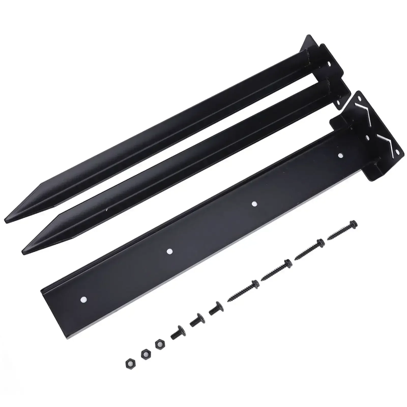 Kit Kit, Fence Post Anchor Repair Kit Along With Reinforced Steel Piles Approx.15.6*15.7*2.4*2.2 Inches Black New