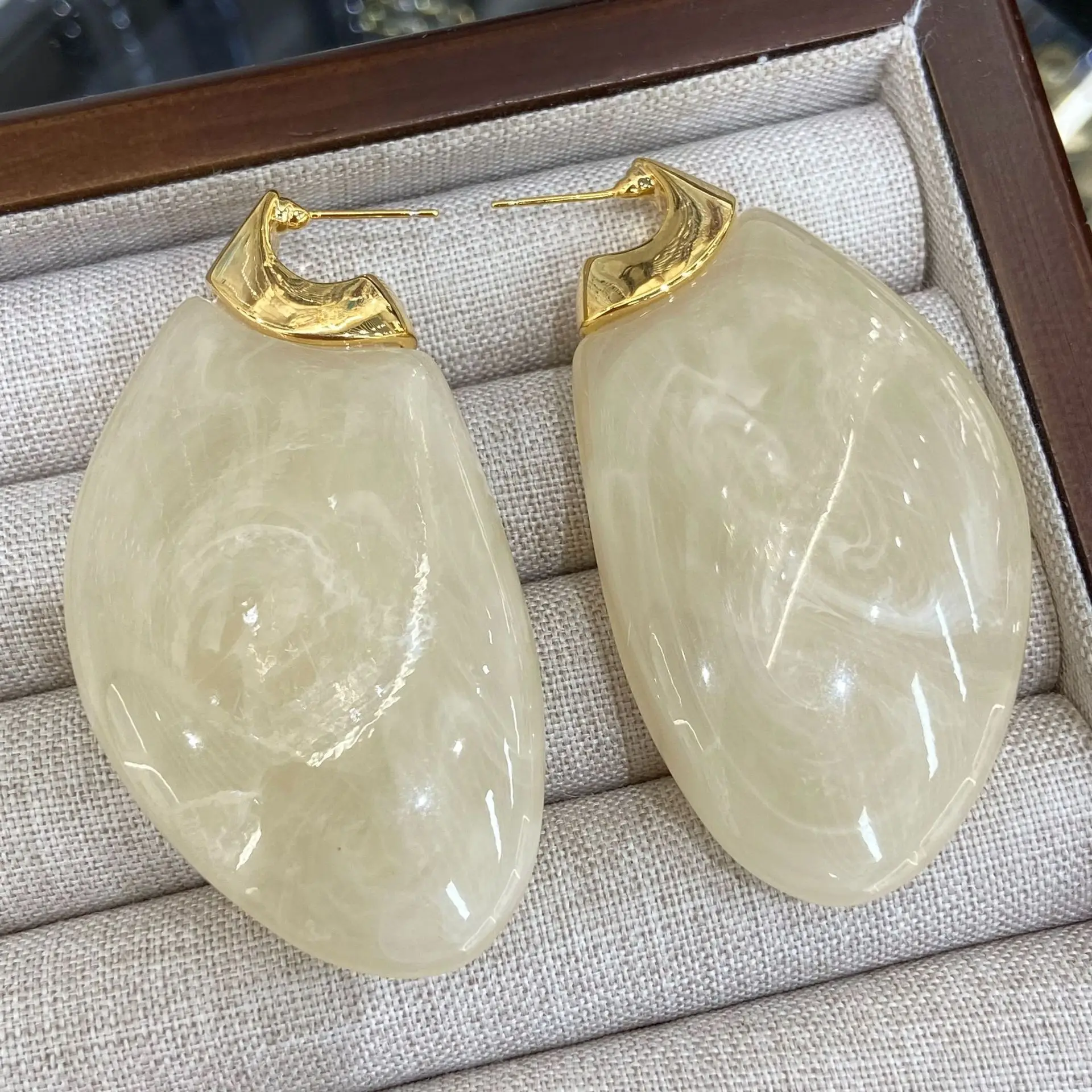 Large Irregular Teardrop Acrylic Earrings Marbled Texture Colorful Water Drop Dangle Earrings Big Statement Earrings Women