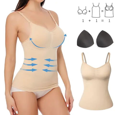 패딩 Shaperwear 압축 캐미솔 바디 셰이퍼 여성 배꼽 컨트롤 탱크 탑 슬리밍 셰이퍼 허리 트레이너 코르셋 슬림 조끼