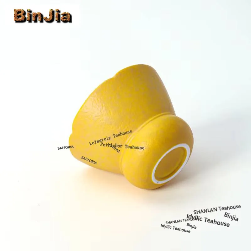 100ml Hand-painted Osmanthus Lemon Yellow Side Handle Teacup Zen Tea Bowl Mug Tea-tasting Smelling Cup Jianzhan Master Cups Cafe