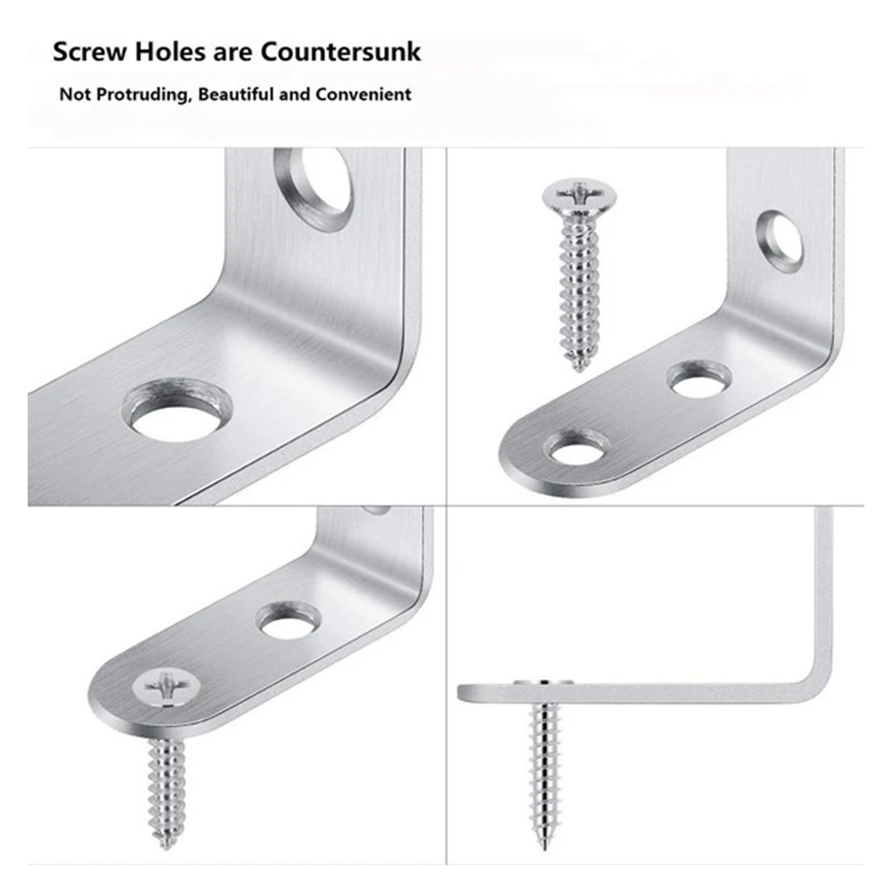 Multi-Size Right-Angle Reinforced Corner Code L-Shaped Bracket 90° Shelf Support Bracket for Outdoor Tables and Chairs