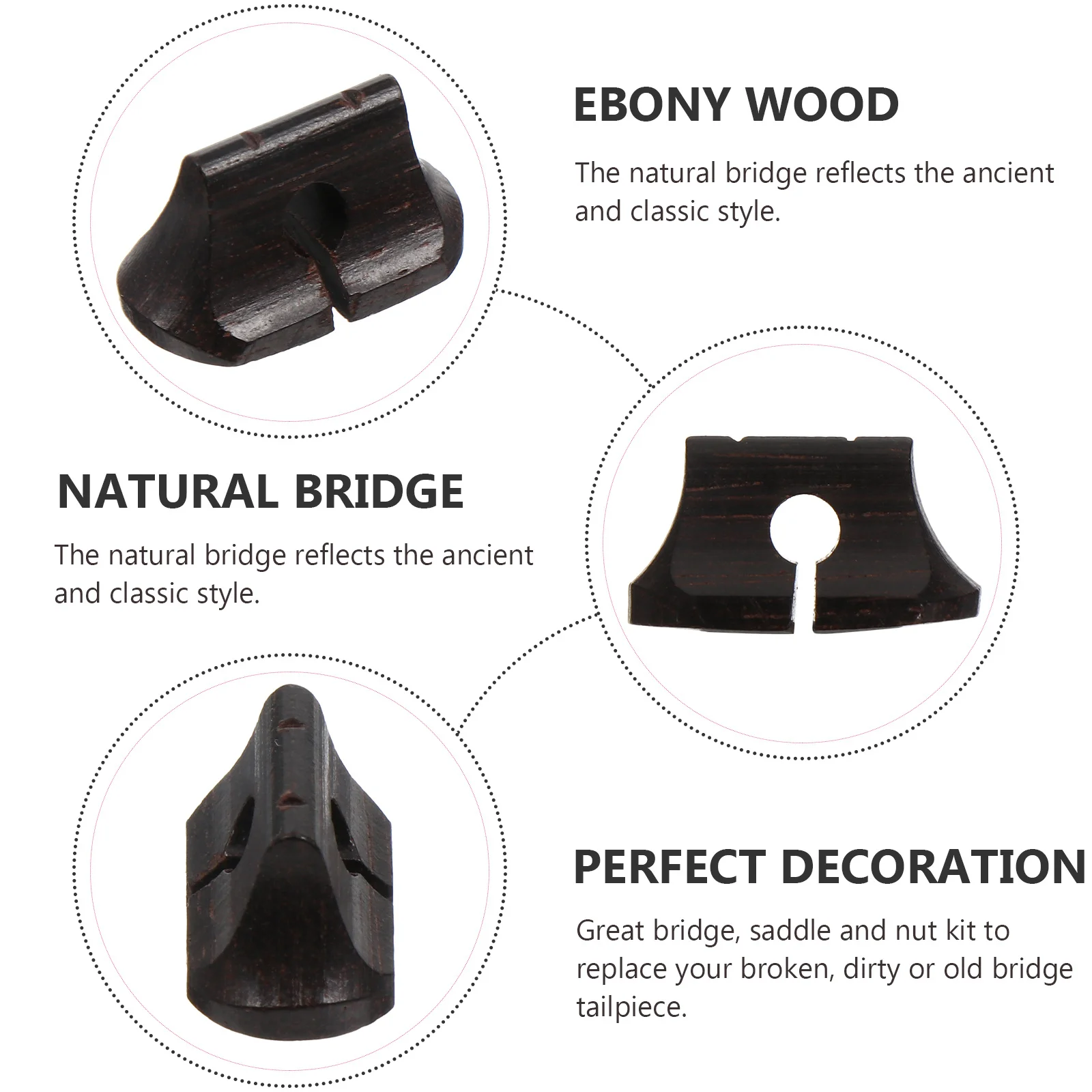 

5Pcs Traditional Style Erhu Bridge Crafted from Ebony Ideal for Musical Instrument Decoration Parts Erhu Bridge