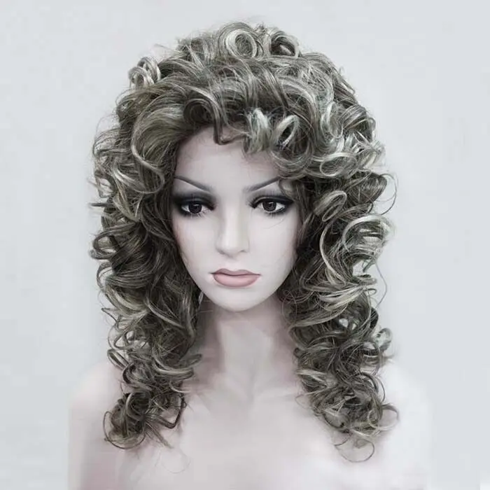 Women Wig Spiral Curls Fluffy Full Wig Headband Natural Hair Cosplay Synthetic Wigs