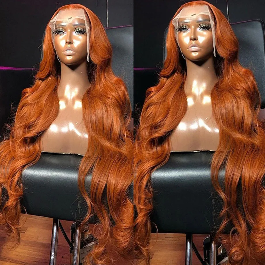 Colored Human Hair Wigs Body Wave Ginger Orange Lace Front Wig 13x4 13x6 HD Lace Frontal Wig Loose Wave brazilian Wigs On Sale