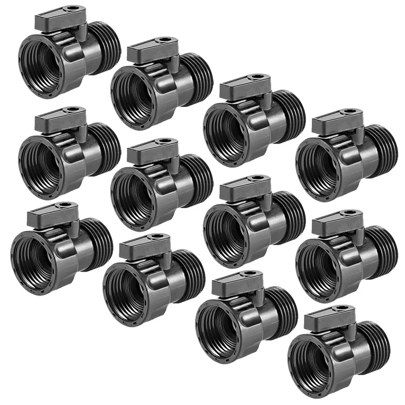 12 Pack 3/4Inch Garden Hose Shut Off Valve- Standard Water Shutoff Valve Shut-Off Ball Valve Thread Connector Coupling