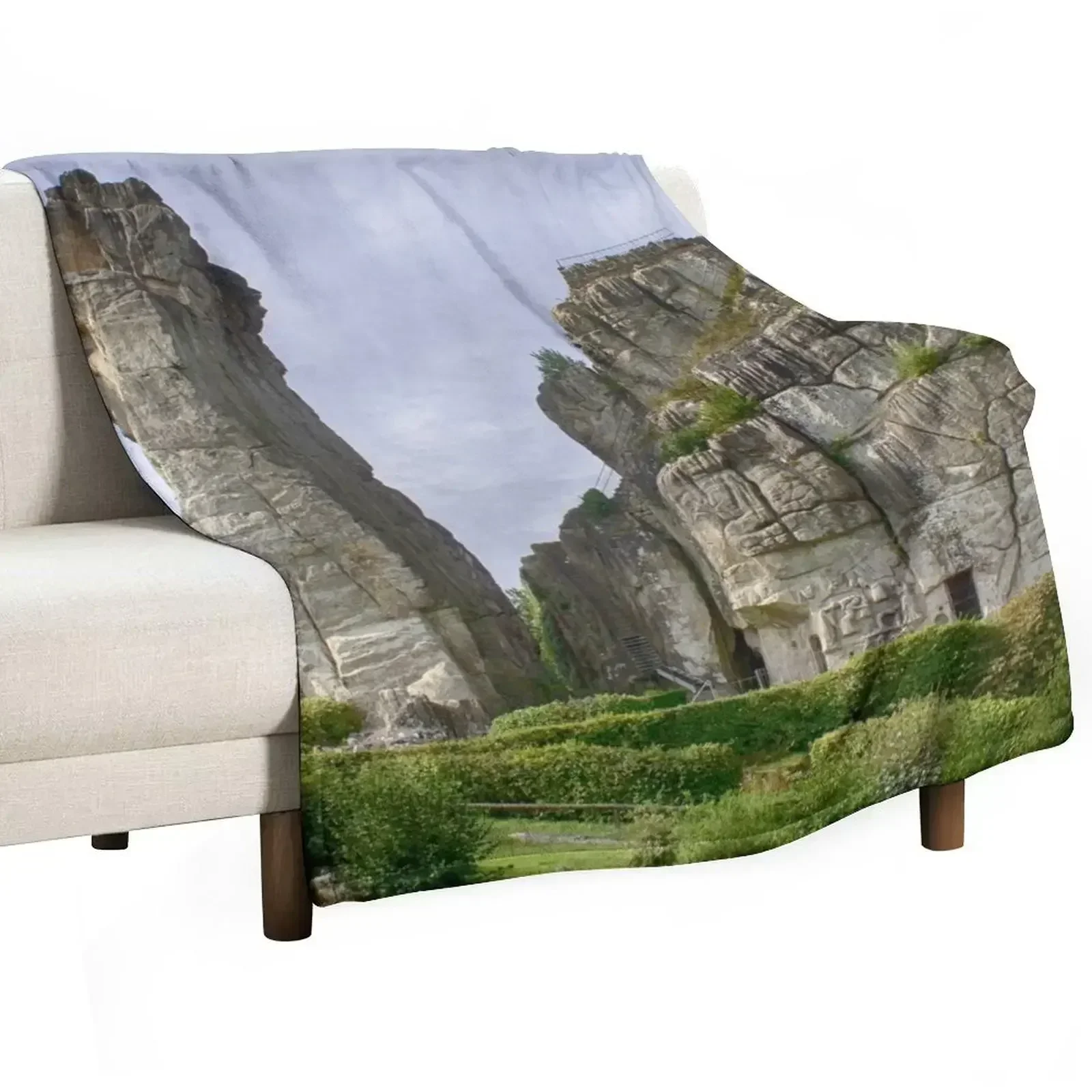 

Externsteine In Teutoburg Forest, Germany Throw Blanket Furrys Bed linens Cute Quilt Blankets