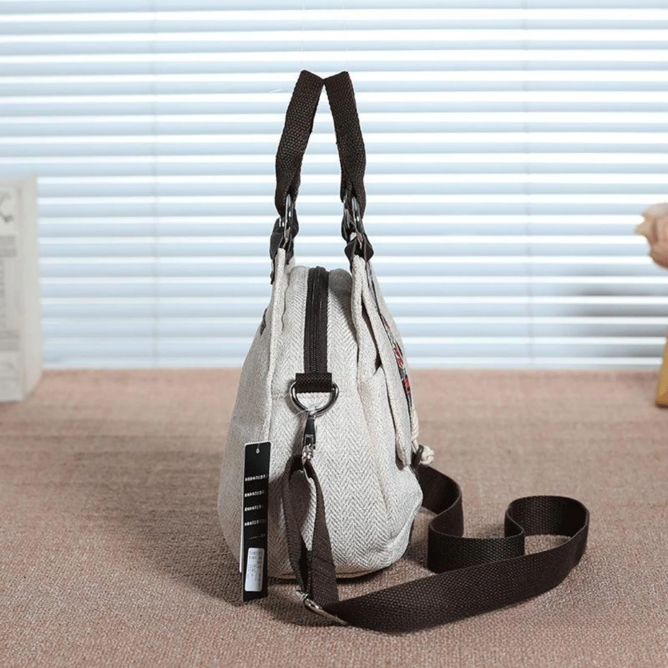 Ethnic style multi compartment portable crossbody single shoulder multi-purpose checkered hand woven, lightweight and practical