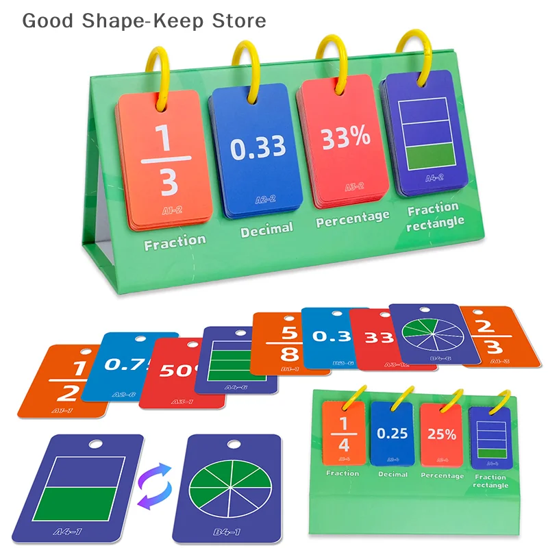 104 STKS Educatief Speelgoed Decimale Breuk Percentage Conversie Kaarten Tafelmodel Kinderen Denken Cognitie Trainingshulpmiddel