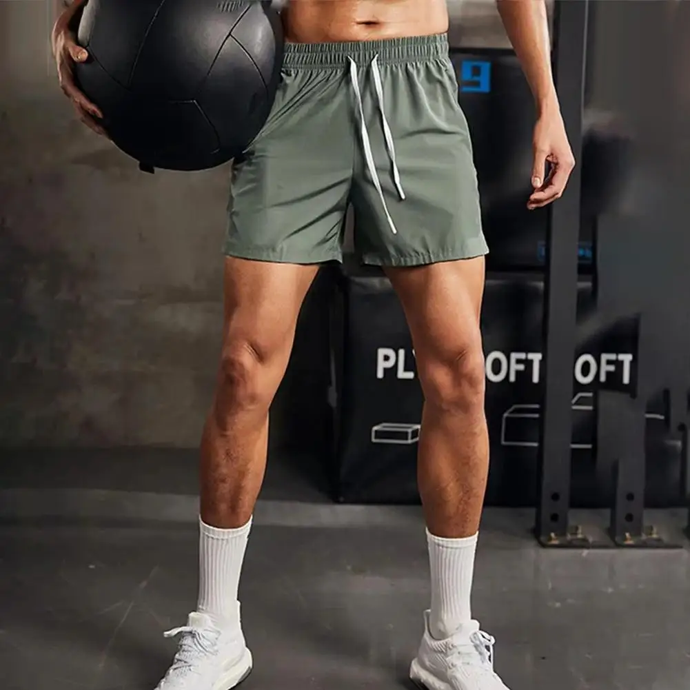 Cintura de cordão elástico masculina com bolsos de zíper, shorts masculinos confortáveis, verão