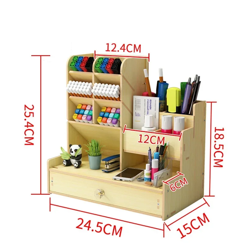 Pen Holder Nordic Ins Storage Box Creativity Office Desk Stationery Box Large Capacity Wooden Rack Wooden Organizer Box W2044