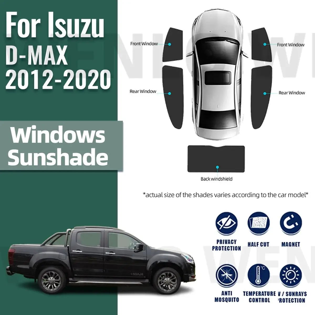 For Isuzu D-MAX 2012-2020 DMAX Car Sunshade Front Windshield Accessories Vehicle Curtain Side Window Sun Shade Visor Protector