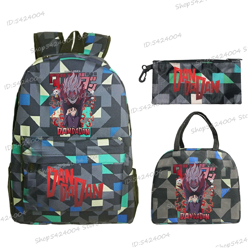 Women Men Anime Dandadan Printed Backpack Lunch Bag Pencil Case 3Pcs/set Boys Girls Primary Middle High Student Y2K Bookbag