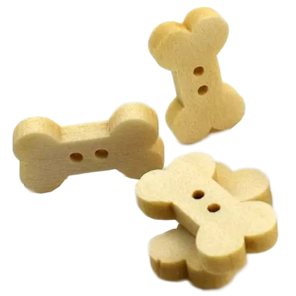 

50PCS 18mm Wooden Sewing Buttons Scrapbooking Bone Natural Color Two Holes Cartoon Costura Button Decor Buttons for Clothing