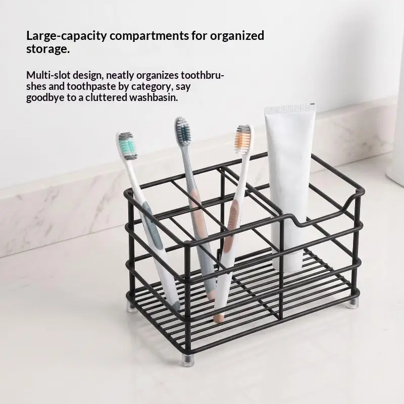 5-Slot Metal Toothbrush Holder - Space-Saving Freestanding Design, No Installation Required, Ideal For Bathrooms