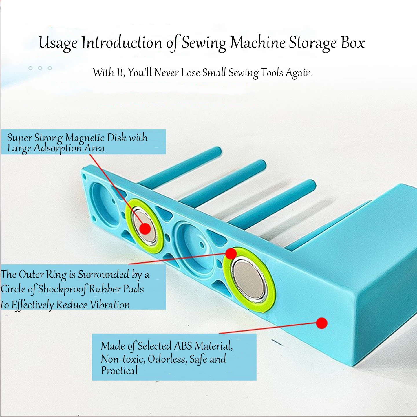 4 in 1 Sewing Machine Bobbin Storage Rack ABS Material Strong Magnetic Adsorption  Organizer Bobbin Storage Rack Shockproof