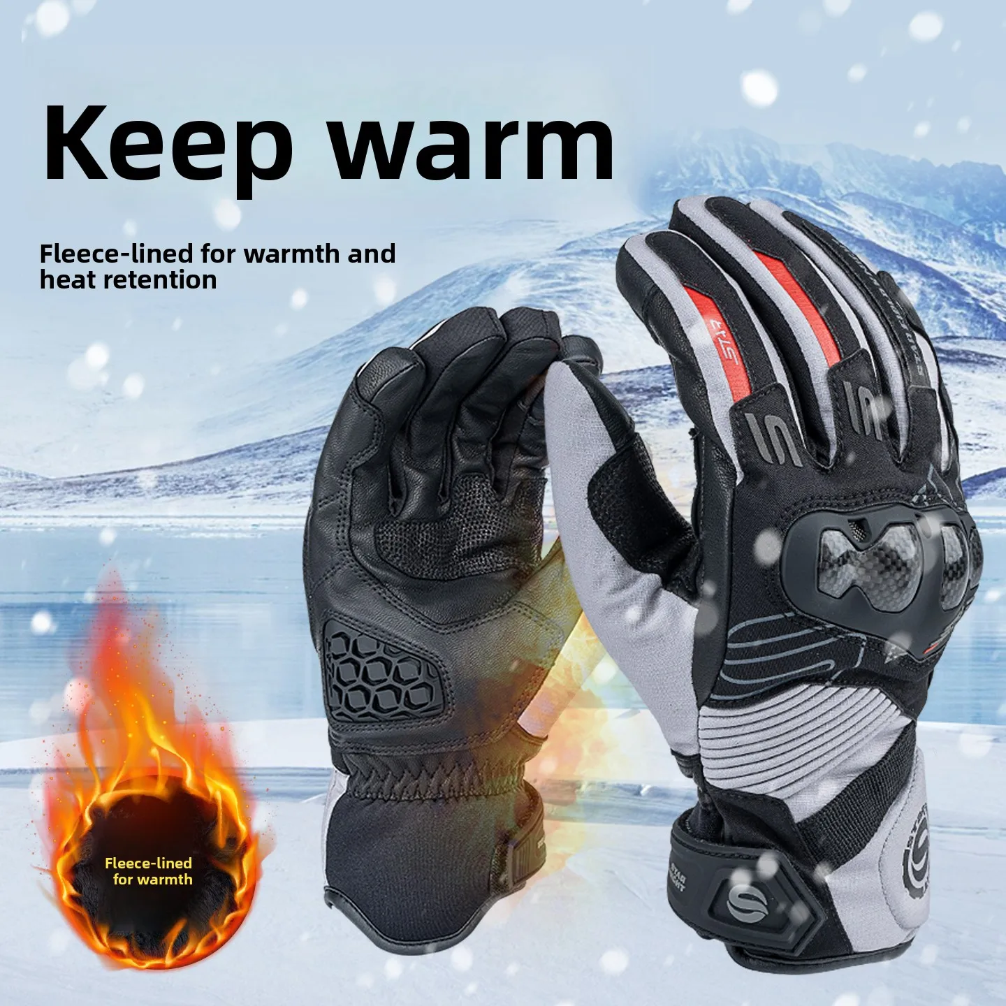 

Winter Velvet Star Rider SKG569 Motorcycle Riding Gloves Thickened Thermal Locomotive Men's Touch Screen Anti-drop gloves