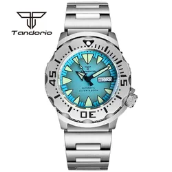 Tandorio NH36 42mm Monster 20BAR Dive Mechanical Automatic Watch for Men Wristwatch AR Sapphire Crystal Date Week Luminous Dial