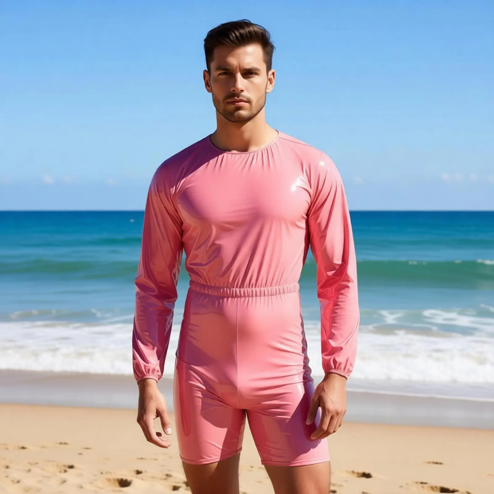 Men Special Needs Workshop Dust-proof Diapers Waterproof Diaper Over Bodysuit Long Sleeve Crotch One-piece Leotard Adaptive