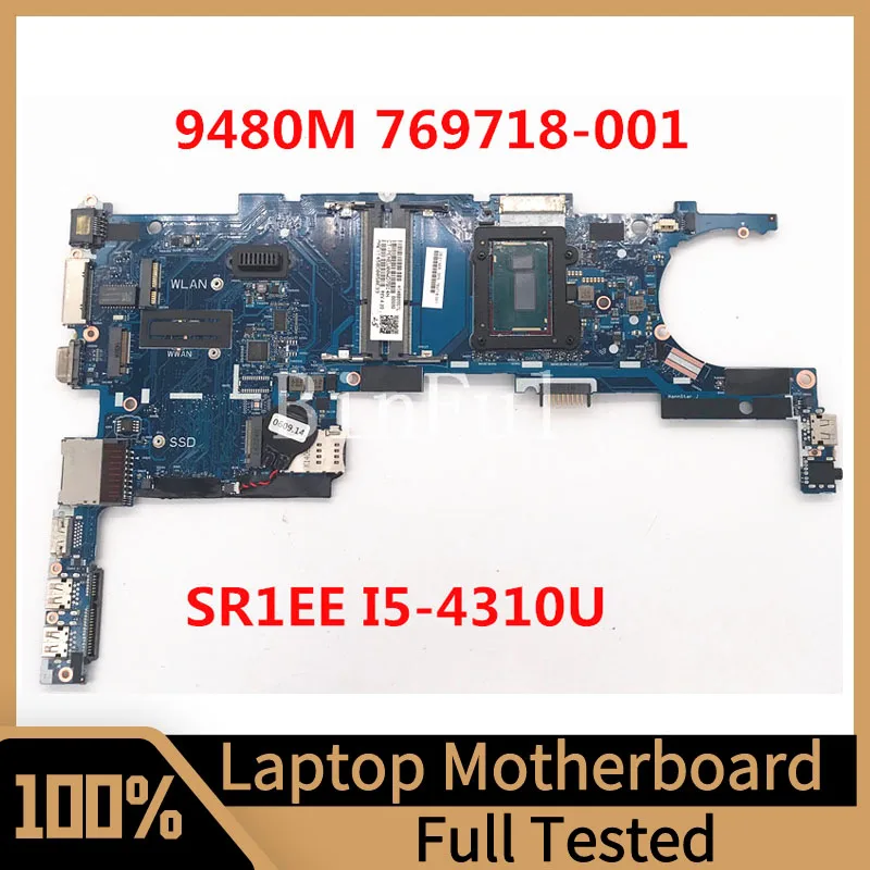 769718-001 769718-501 769718-601 For HP 9480M Laptop Motherboard 6050A2648201-MB-A01 With SR1EE I5-4310U CPU 100% Full Tested OK