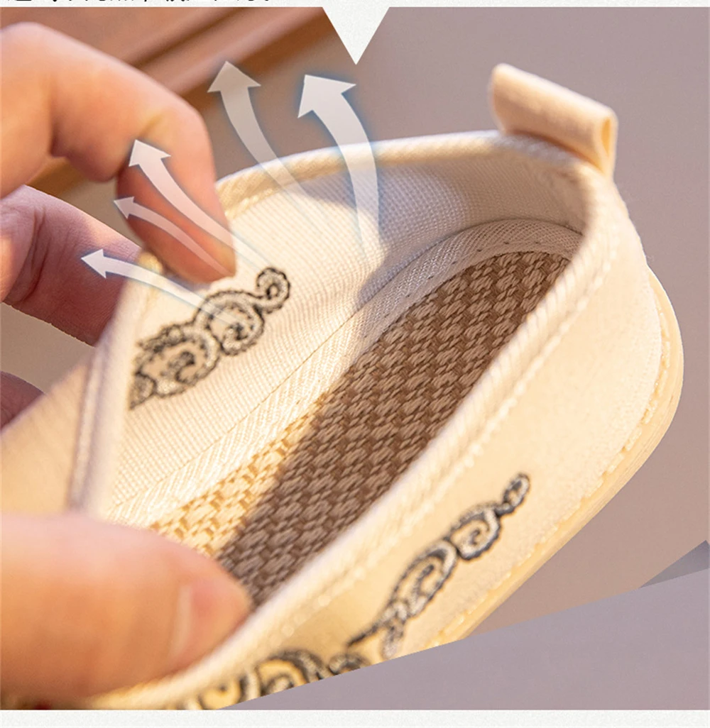 Jongens Hanfu enkele schoenen kinder retro oude Beijing handgemaakte stoffen schoen oud kostuum Chinese stijl canvas geborduurde flats