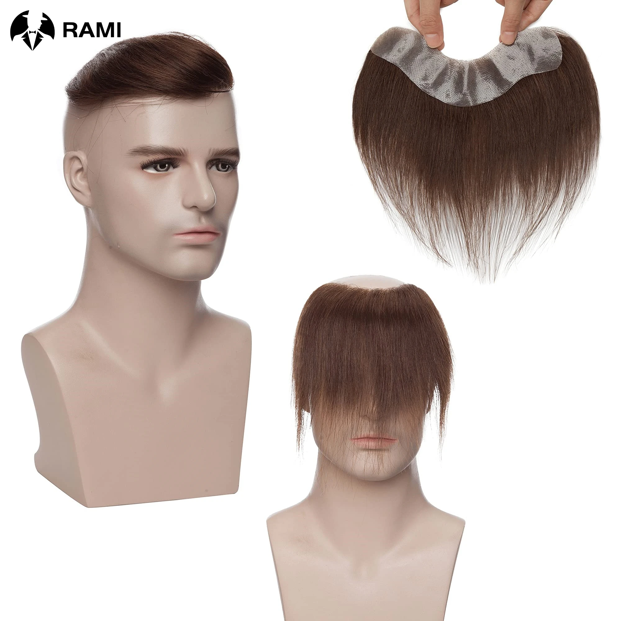 Toupee Hairline marrom para homens, Perucas naturais do toupee dianteiro do plutônio, Cabelo Remy com base fina da pele