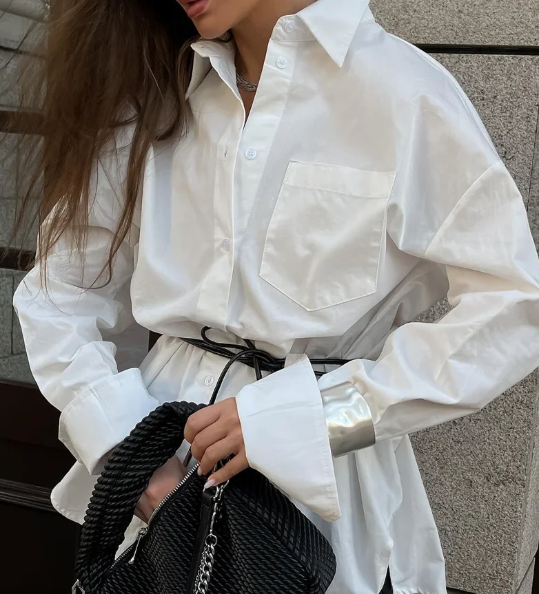 Solid color cardigan, white shirt top, women's fashion, casual commuting, spring/summer 2025 new women's clothing