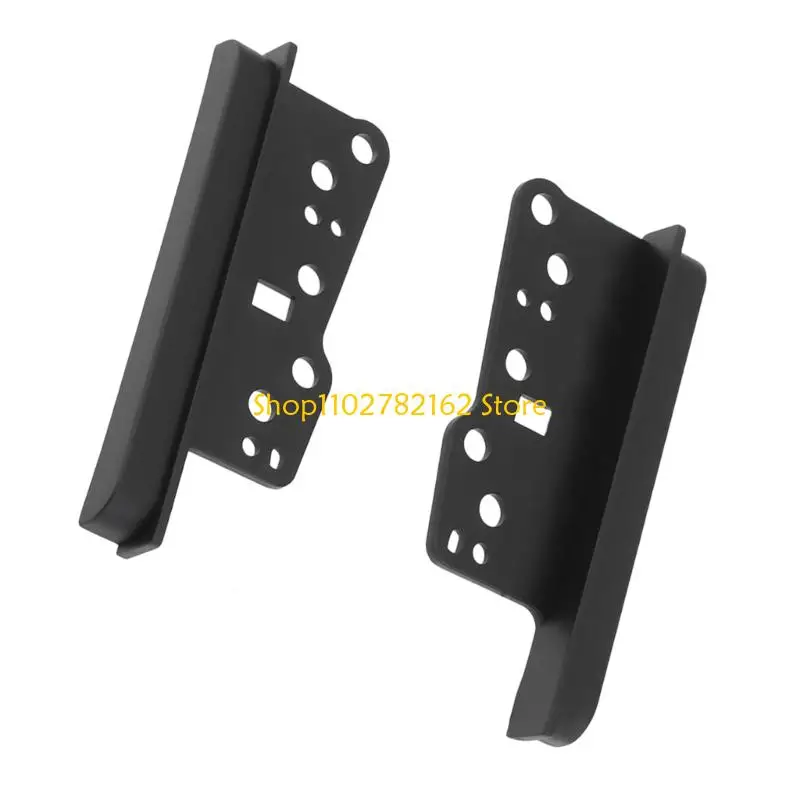 547B 2-DIN Head Unit Side Mount Brackets Pair for Console Install Work Use, Black Trim Radio Opening Support Parts Set