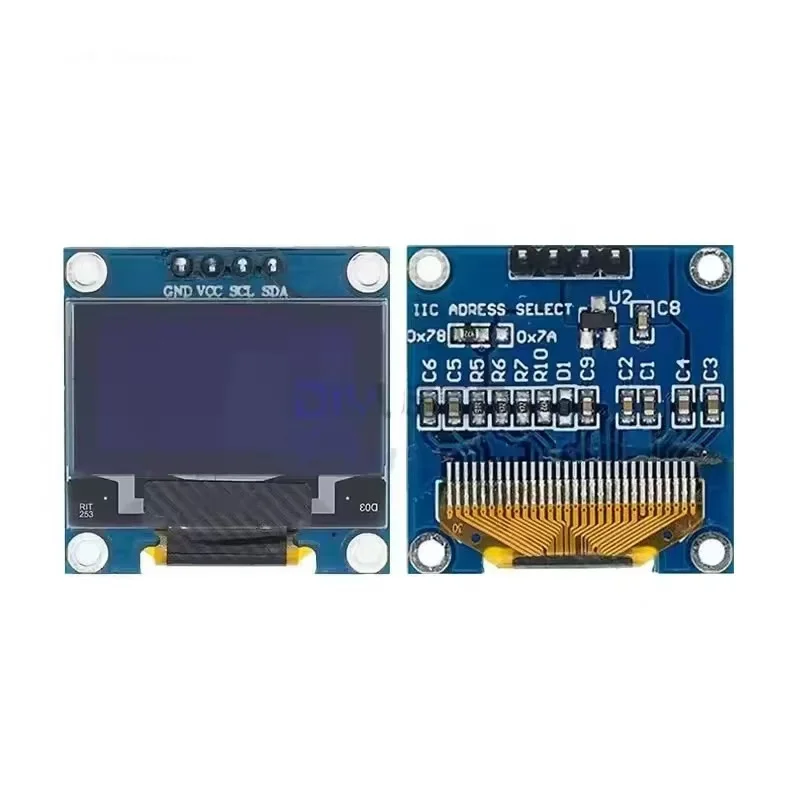

0,96-дюймовый 4-контактный OLED-дисплейный модуль 128x64 с драйвером SSD1315, интерфейс I2C IIC, экран с разъемами GND и VCC