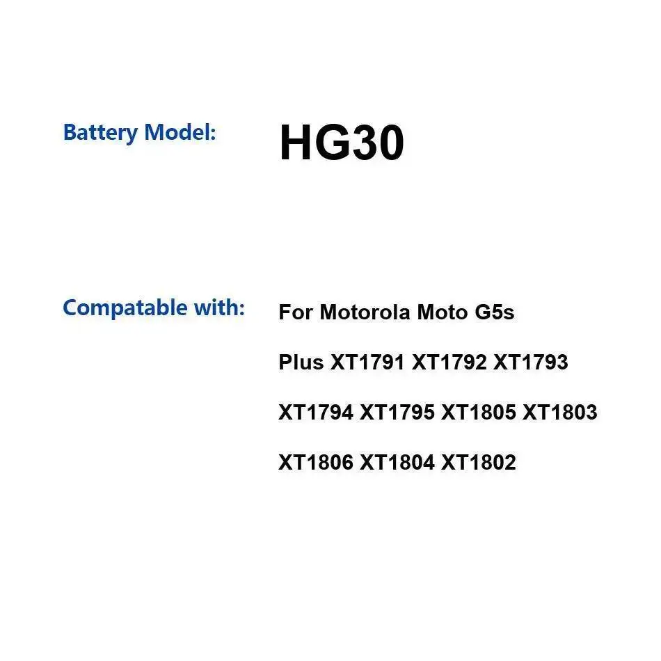 

Аккумулятор HG30 3000 мАч для Motorola Moto G5s Plus XT1791 XT1792 XT1793 XT1794 XT1795 XT1805 XT1803 XT1806 XT1804 XT1802