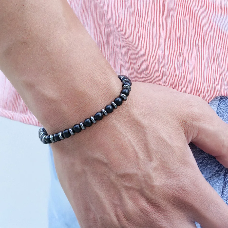New Handmade Man Stone Bracelet With Birthstone 6mm Tiger Eyes Lava Hematite Healing Braslet Boyfriend Wrist Accessories Joias