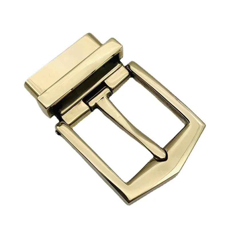 Polished Solid Brass Pin Rotatable Belt Buckle for Leatherwork Craft DIY 35mm Width