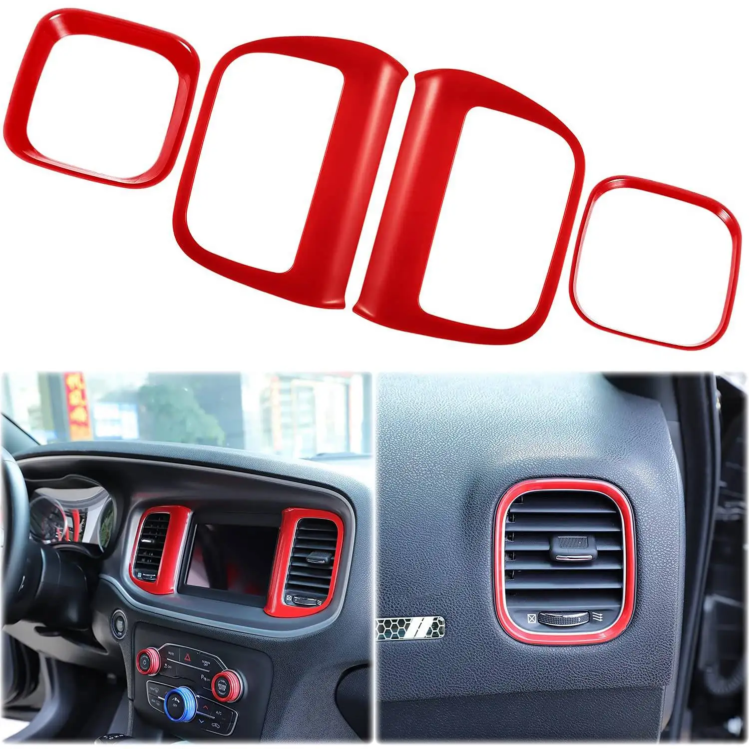 Air Outlet Trim Cover Air Conditioner Center Control AC Panel Vent Trim for 2015-2021 Dodge Charger Accessories,