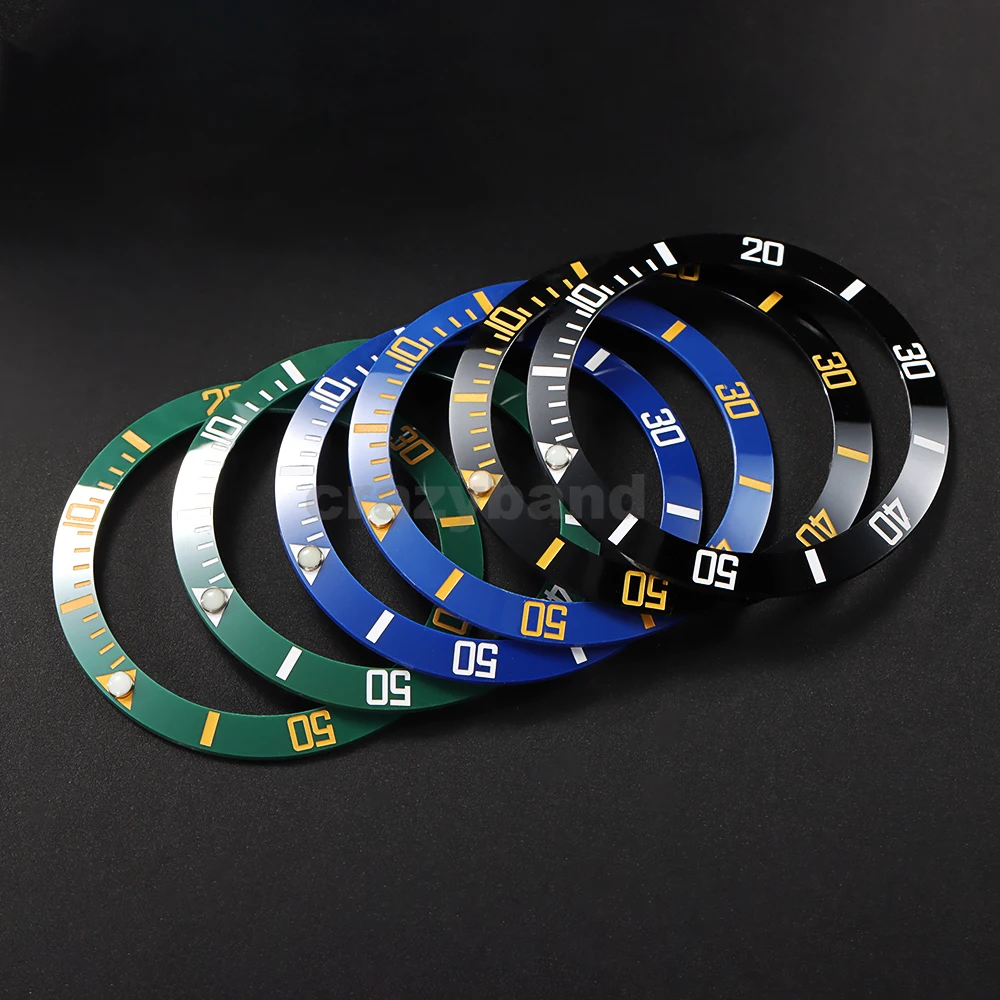 38 مللي متر سبائك السيراميك ساعة الحافة إدراج حلقة المنحدر صالح ل NH35 NH34 GMT الرجال ساعة جزء حركة اكسسوارات مضيئة الغوص