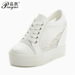 white platform shoes Hidden Heel Women Casual Platform diamon Shoes Woman Sneakers Shoes Women Height Increasing Wedges Shoes