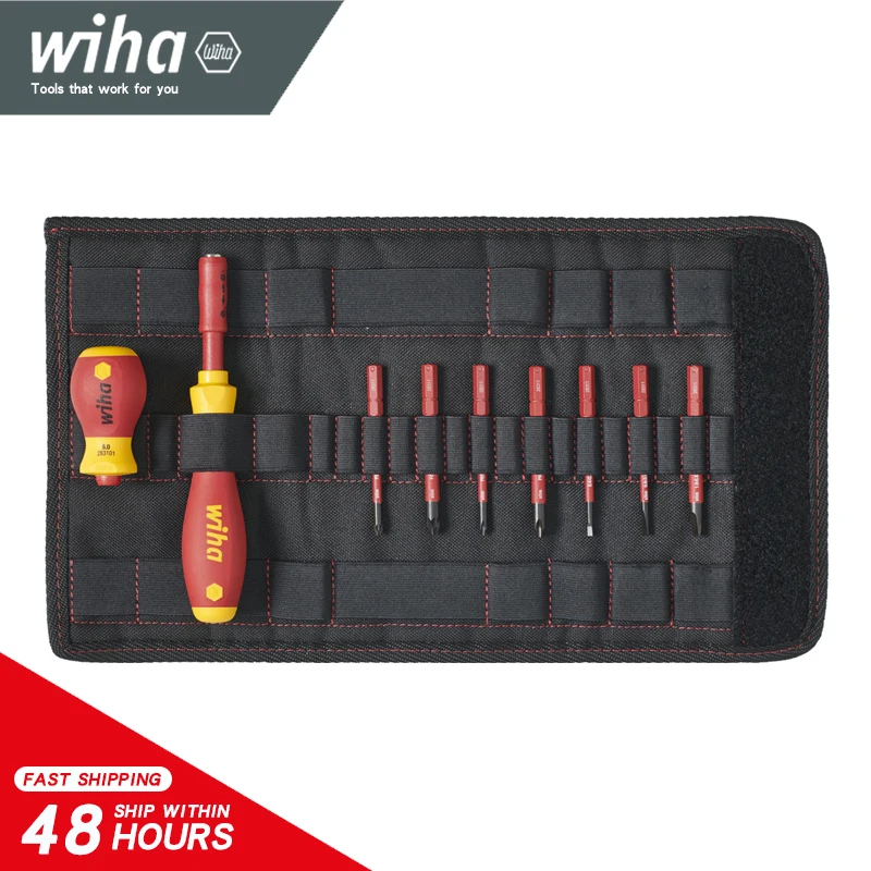 

Wiha 41232 Screwdriver and Bit Set SlimVario Insulated Screwdriver 1000V VDE Slotted Phillips Pozidriv 10-Pcs