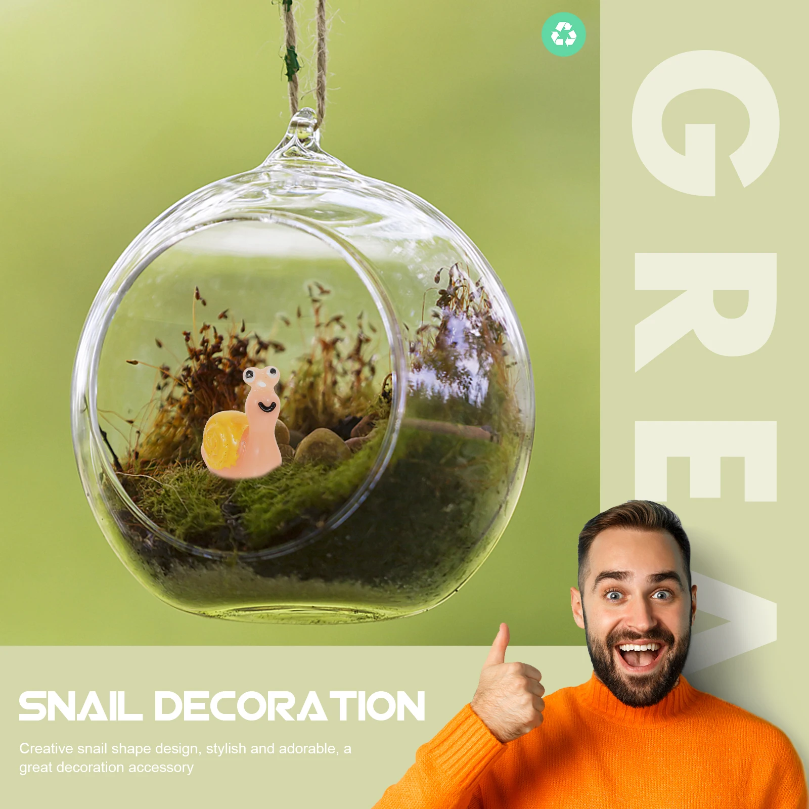 

20Pcs Mini Snail Shaped Garden Decor Resin Crafts Stylish Adorable Tabletop Ornaments Balcony Yard DIY Bonsai Accessory