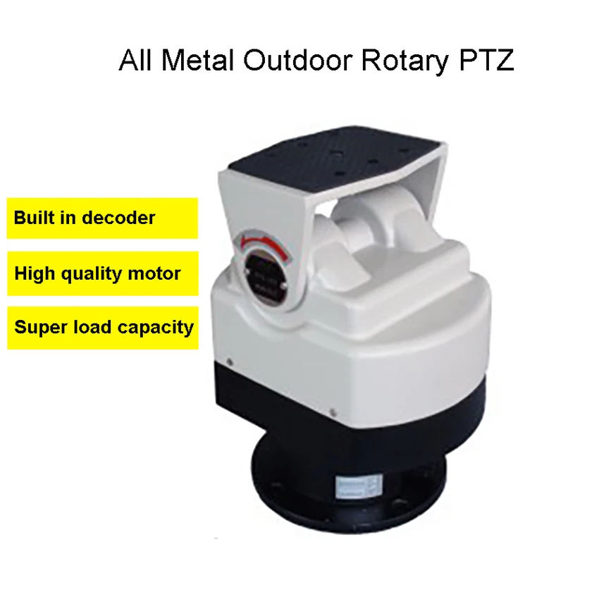 

Metal Load RS485 Motorized Pan Tilt Scanner Decoder Preset PTZ Horizontal Vertical Rotate for Outdoor CCTV Camera Support