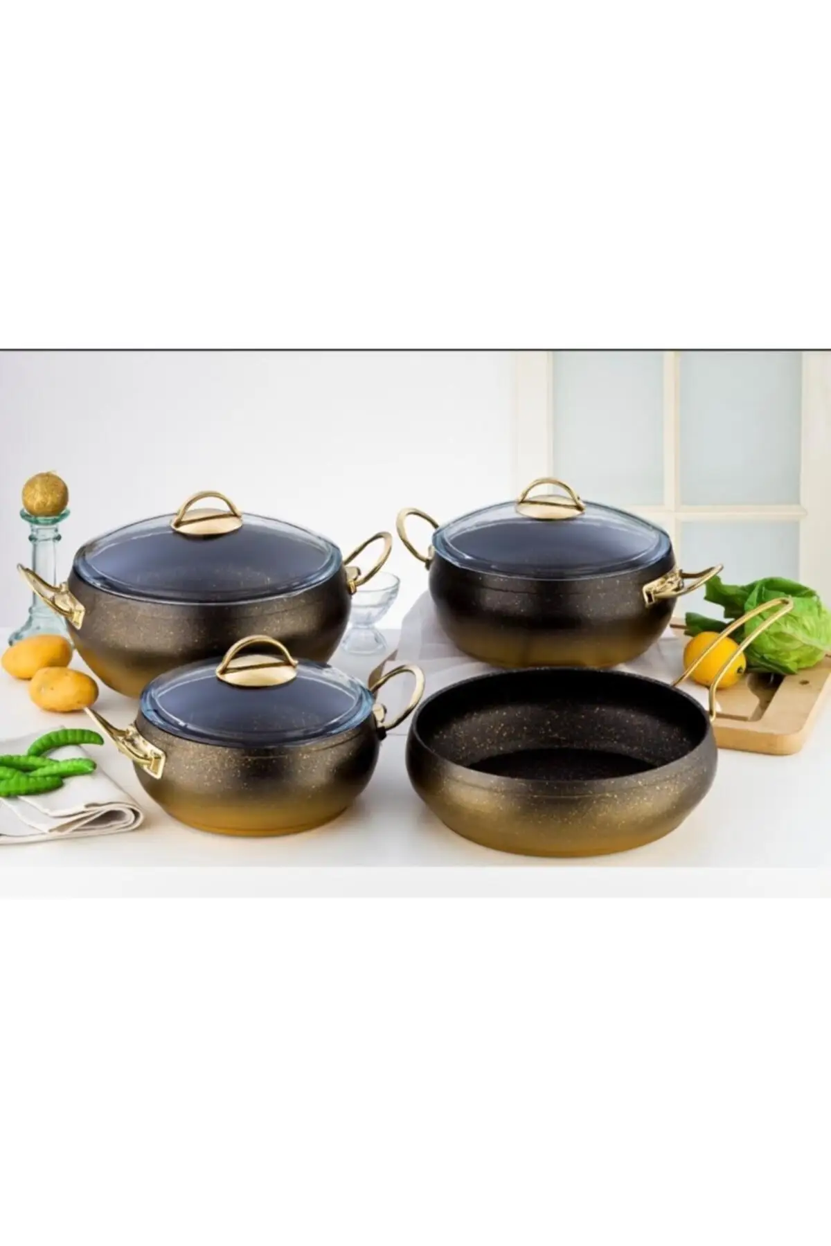 7 part Gold Casserole Set different design cookware luxury cookware good quality cookware Set