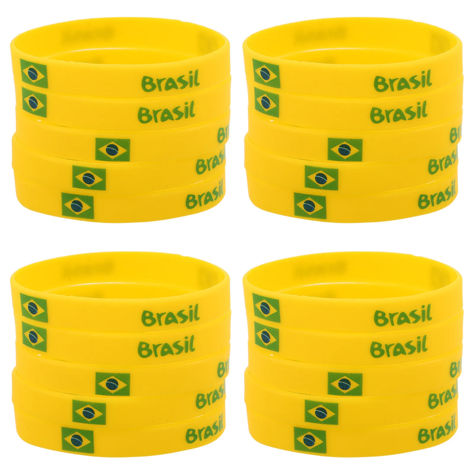 

20Pcs Brazil Flag Silicone Wristbands Brazil Sports Fans Wristband Soccer Bracelets Football Party Gifts Patriotic Bracelets