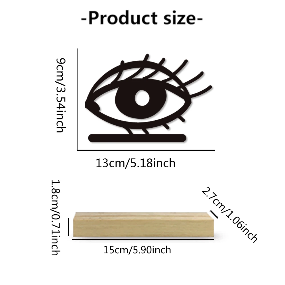 Minimalista occhio statua in metallo ornamento in ferro scultura in metallo con Base in legno figurina d'arte con Base in legno tavolo da casa