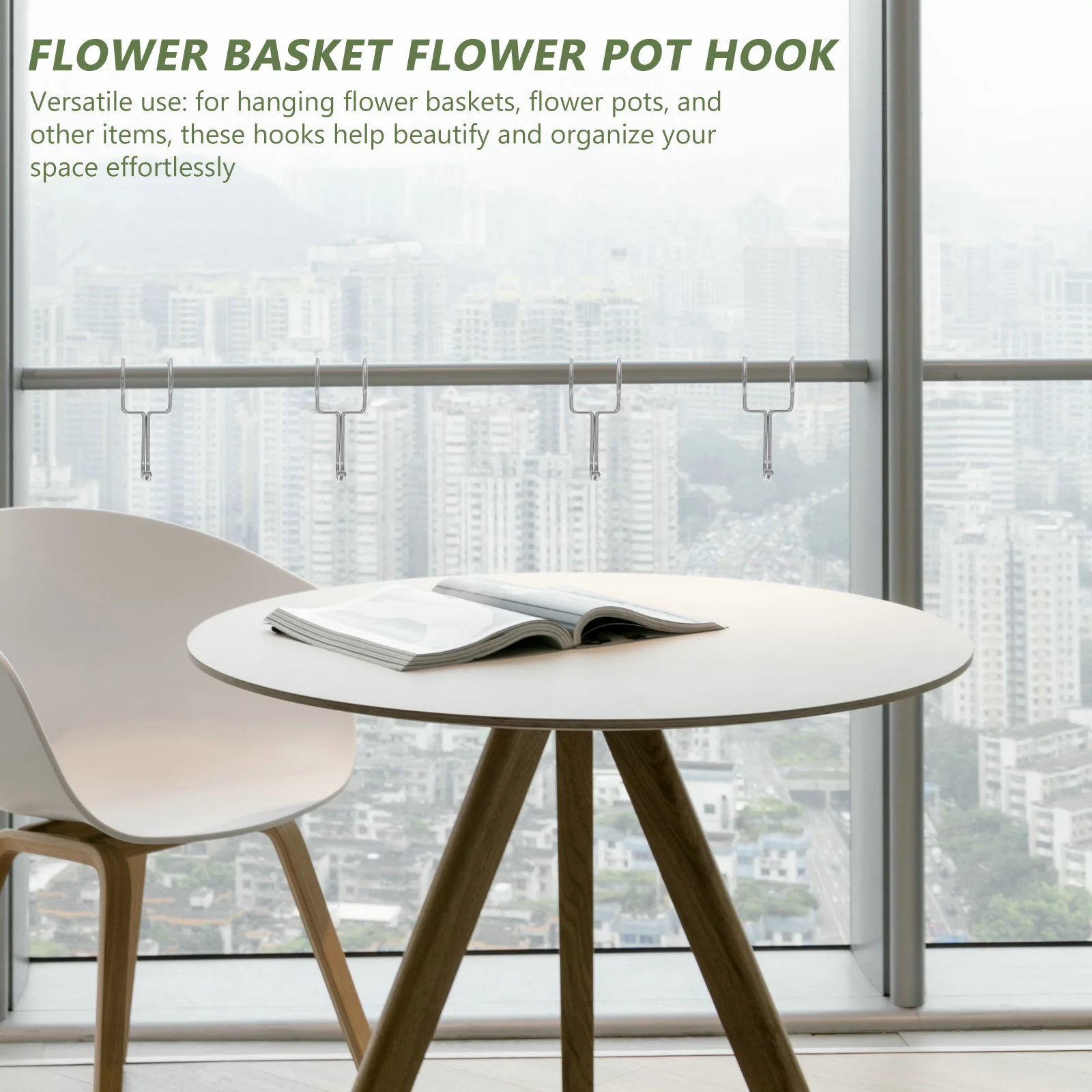 10Pcs Round Tube Stainless Steel Hanger Hooks Windproof Heavy Duty for Clothes Flower Pot Holder Metal Hanger Organizers