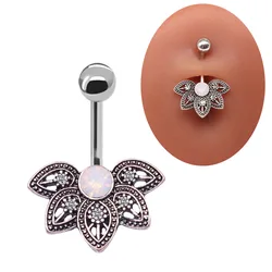 Surgical Steel Belly Button Rings Opal Navel Rings Ancient Belly Piercing Jewelry Body Jewelry