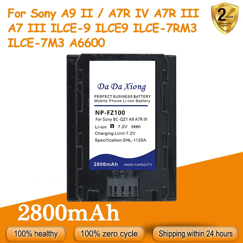 

2800mAh NP-FZ100 Replace Battery Pack For Sony A9 II / A7R IV / A7R III / A7 III / ILCE-9 ILCE9 ILCE-7RM3 ILCE-7M3 A6600 A9M2