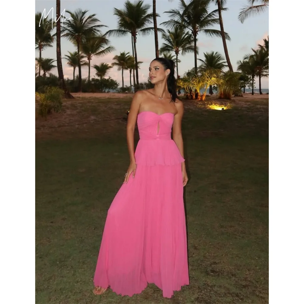 

Mila Strapless A-Line Cut-out Prom Dresses 2025 Sleeveless Evening Dresses Elegant Zip Floor-Length Customized Party Dresses