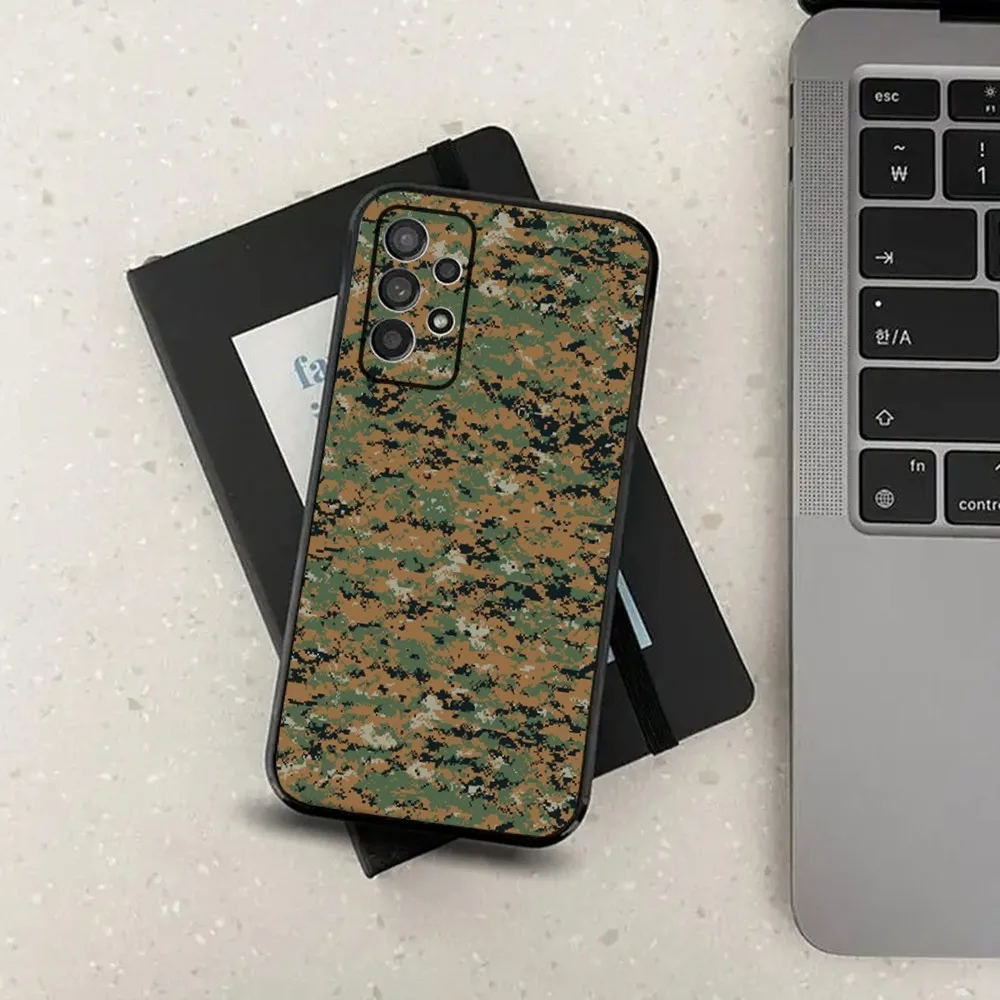 Camouflage Military Phone Case For Samsung Galaxy A13,A21s,A22,A31,A32,A52,A53,A71,A80,A91 Soft Black Cover