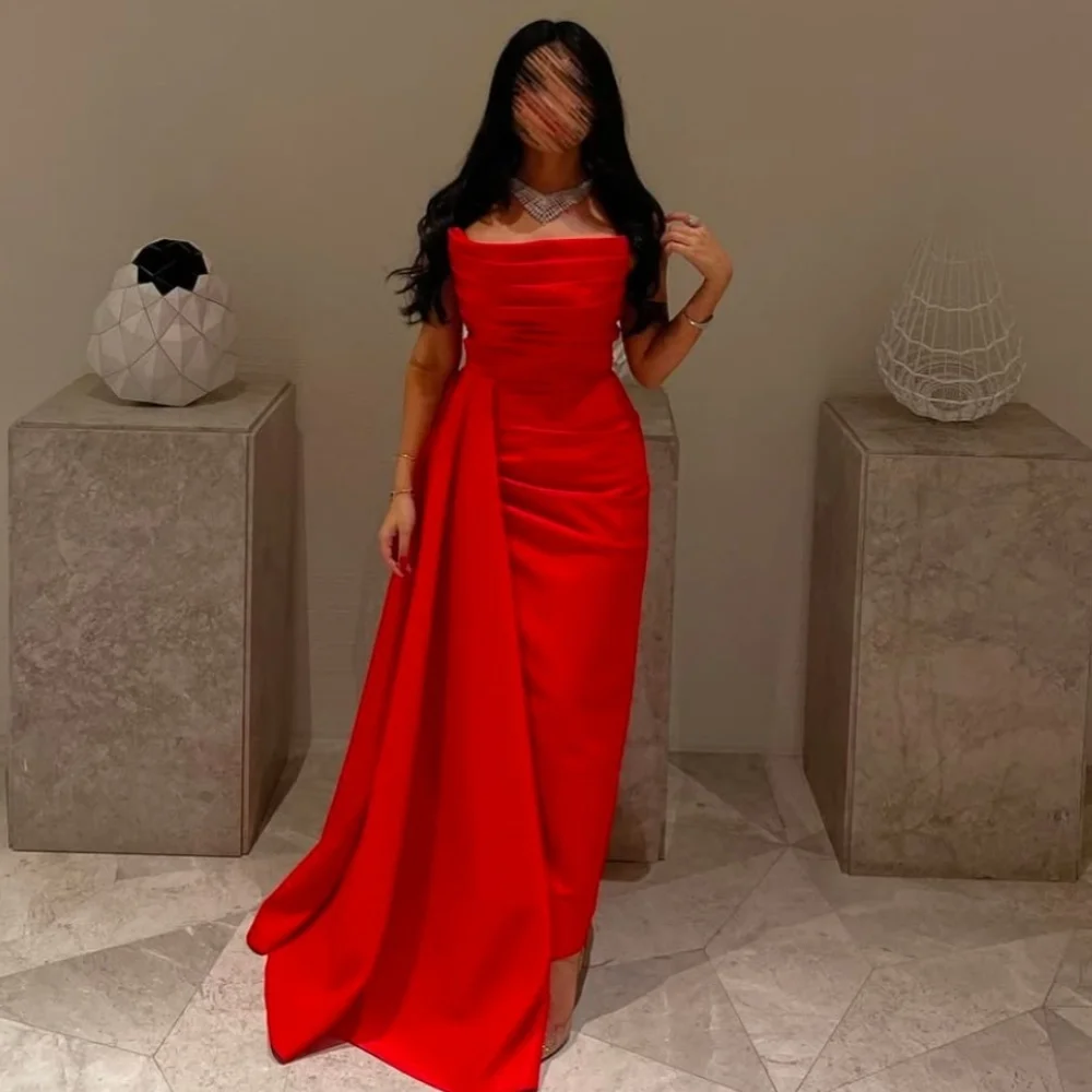 

Customized Matching Sizes Available Pleat Draped Straight Strapless Long Dresses Bespoke Occasion Dresses Modern Style Exquisite