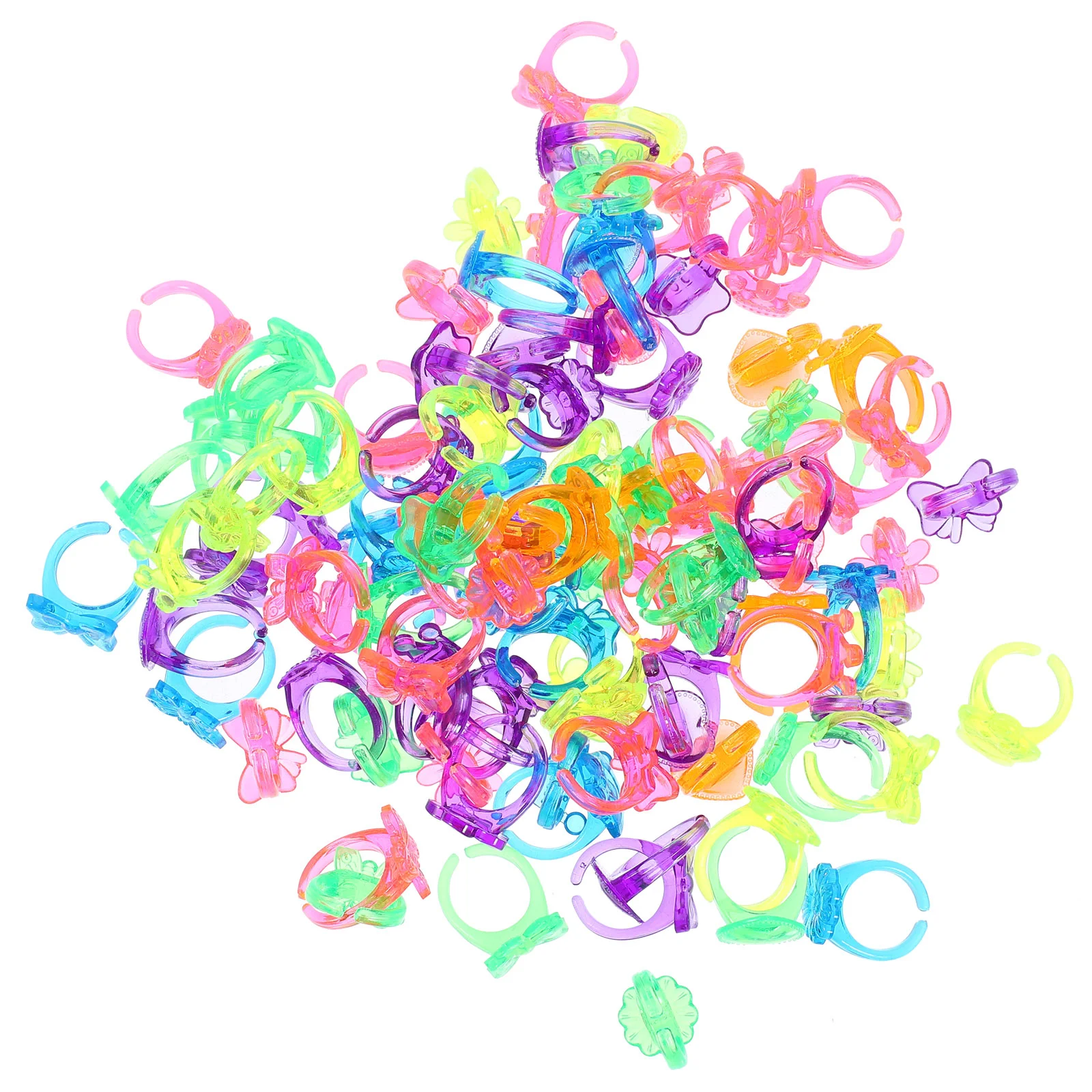 100 Pcs Toys Kids Ring Girls Halloween Little Rings Plastic Finger Accessories Toddler Party Favor Jewelry