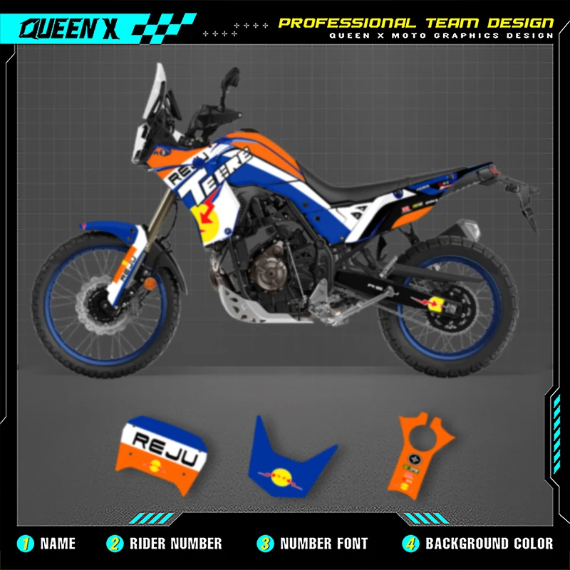 

Queen X MOTOR For YAMAHA TENERE T700 2018 2019 2020 2021 2022 2023 700CC Full Fairing Motorcycle Graphics Decals Sticker Kit 004