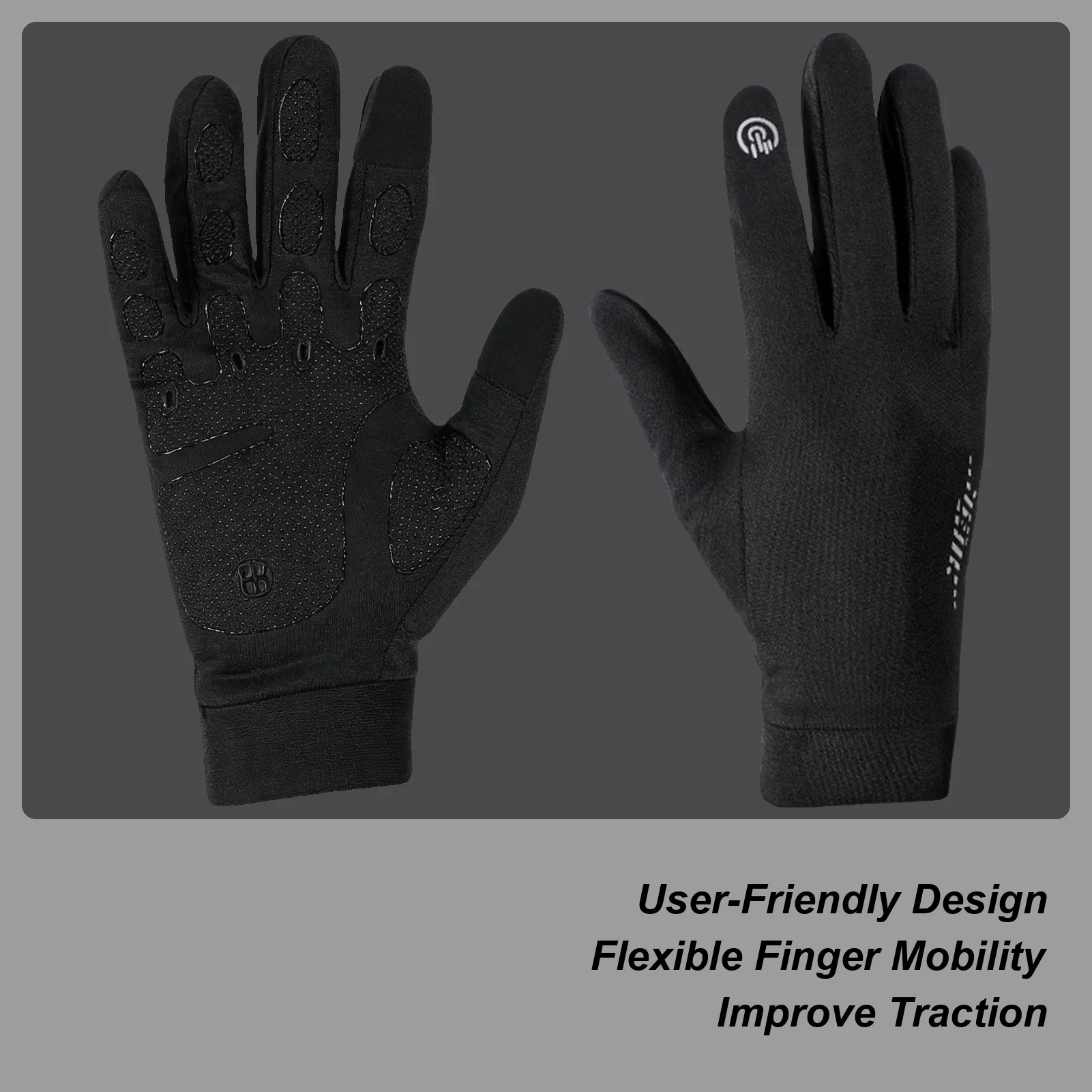 

Winter Cycling Gloves Full Finger Thermal Windproof & Touchscreen Compatible Cold Weather Bike Gloves for Night Riding Safety
